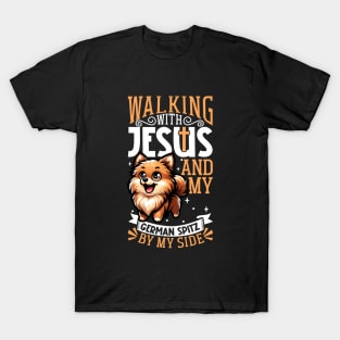 Jesus and dog - German Spitz T-Shirt